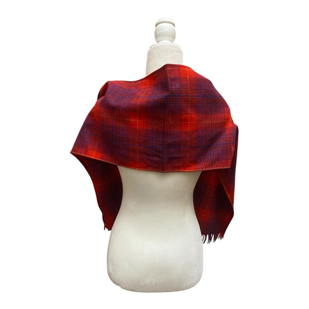 Pendleton Womens Virgin Wool Red Plaid Winter Scarf Preppy Cottage